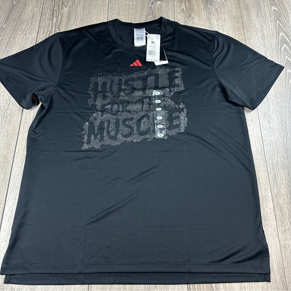 Men’s Adidas Aeroready Sz XL Hustle For The Muscle Training Shirt Black. HT3016. - Picture 3 of 8